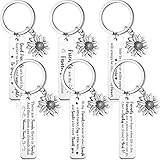 Cunno 6 Pieces Friendship Keychain Gifts, Thank You Best Friend Inspirational Keychain, Friendship Jewelry Appreciation Keychain (Sunflower Pattern)