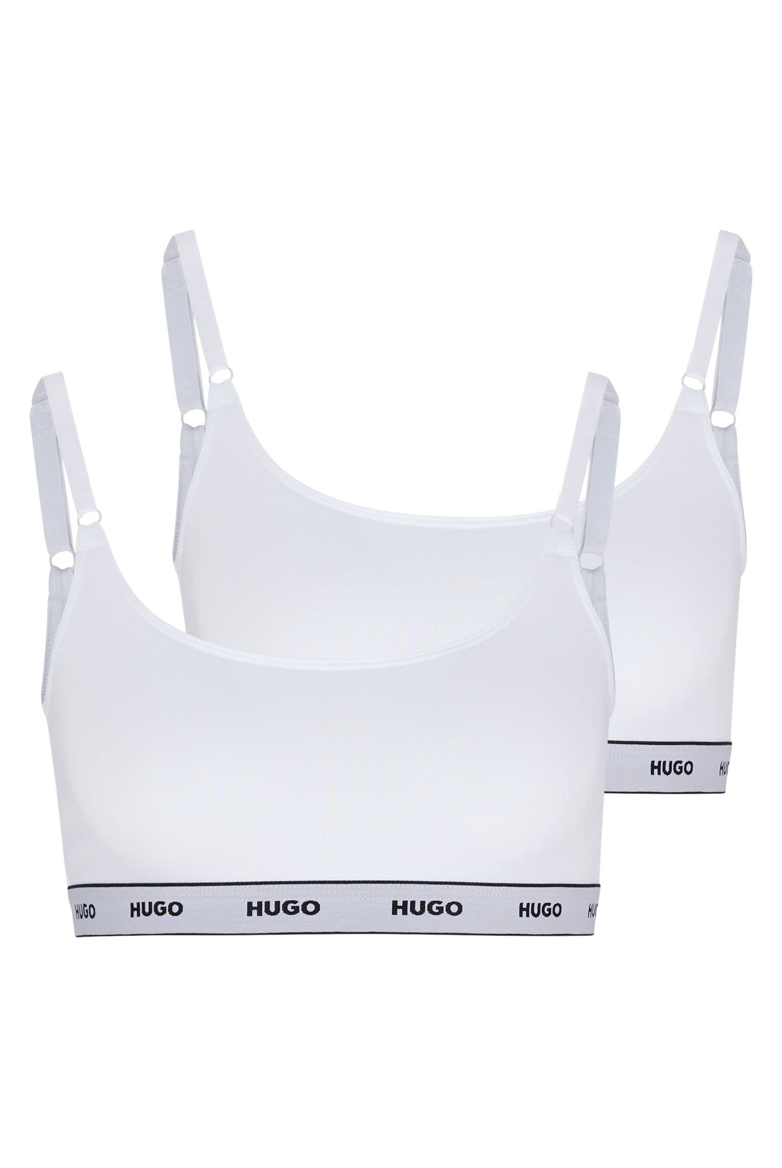 HUGO Women's Twin Bralette Stripe Bralet, White100, XL