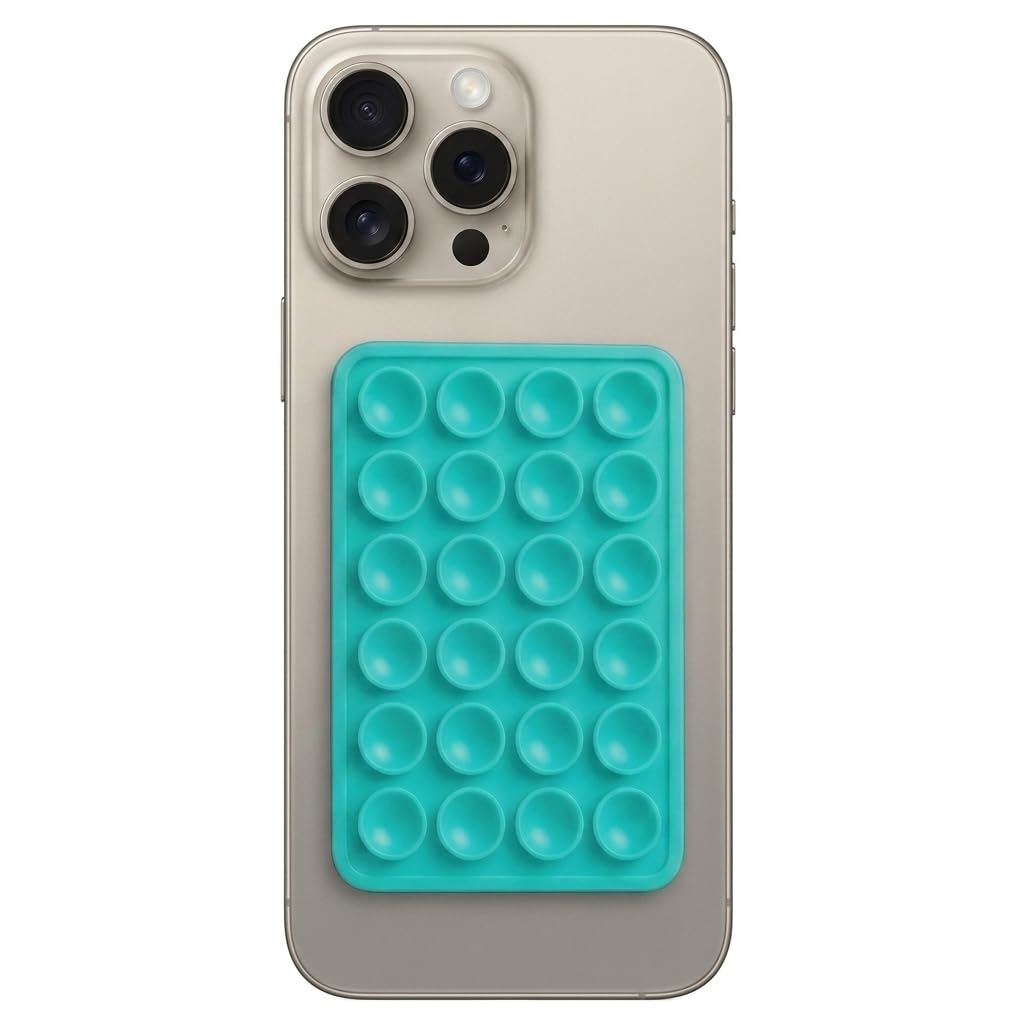 Silicone Suction Cup Phone Grip Pad, Teal, Rectangular, Anti-Slip Mount-image-45
