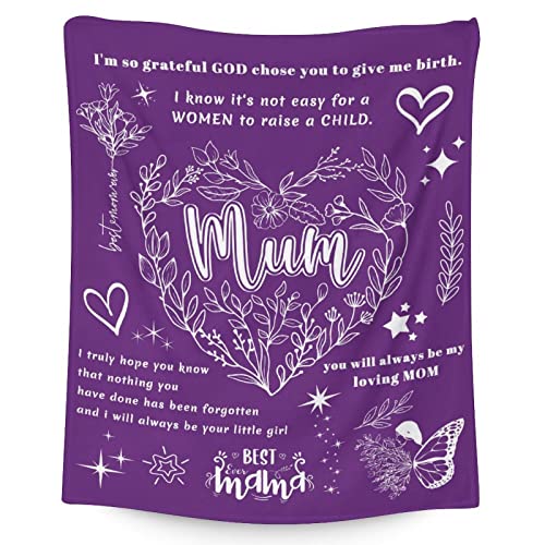 Mom Throw Blanket - Soft, Fuzzy & Warm - 60x80 Inches to My Mom Blankets for Bed, Couch - Modern Throws Birthday Gifts from Daughter or Son