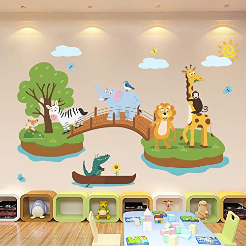 Vinilos decorativos removibles 3D animales selva gigante miniatura 3