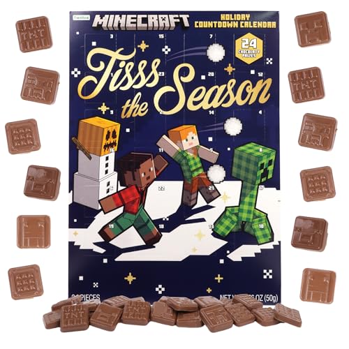 2025 Minecraft Christmas Advent Calendar, 24 Day Holiday Countdown, Chocolate Candy Inside, 1.76 Ounce
