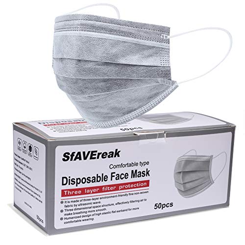 SfAVEreak Disposable Face Mask 50Pcs Grey