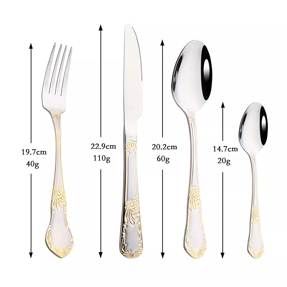 Ensemble de couverts en argenterie, ensemble 24 pièces vaisselle acier inoxydable Vaisselle argent Cuillère Fourchette Couteau dîner Couverts for la maison complets