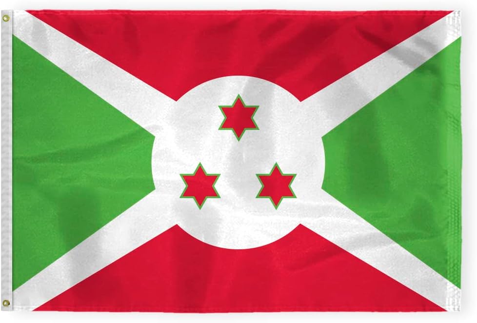 AGAS Burundi National Flag 2x3 ft Nylon Fabric Double Stitched Canvas Header Brass Grommets Fade Resistant & Vivid Colors Tough Burundian Banner