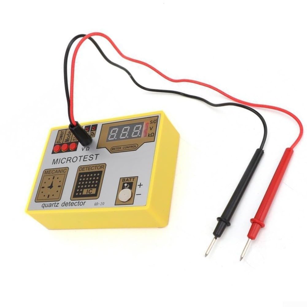 QD-20 Uhrenwartungswerkzeug, Uhrenbatterie-Impulstester QD20 für Quarzuhren, multifunktionale Zeitgenauigkeitsprüfung/mit eingebautem Entmagnetisierer, Kunststoff und Metall, 10,9 x 7,9 x 3,0