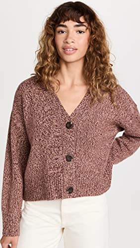 Monrow Women's Marled Oversized Cardigan, Pomegranate, Pink, Brown, Xl #TOP1