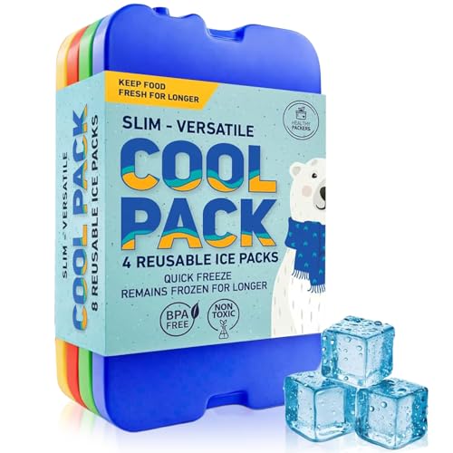 Image of Healthy Packers Ice Packs for Lunch Boxes & Coolers - Original Cool Pack | Slim & Long-Lasting Reusable Ice Pack for Lunch Bags | Freezer Packs for Coolers (Set of 4)