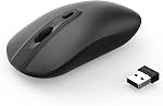 Wireless Computer Mouse, cimetech 2.4G Slim Cordless Mouse Less Noise for Laptop Ergonomic Optical with Nano Receiver USB Mouse for Laptop, Deskbtop, MacBook (BAT Black)