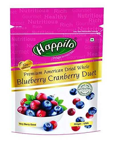 Image of Happilo 100% Natural Premium Californian Almonds, 200g + Happilo Premium Dried Whole Blueberry Cranberry Duet, 200g