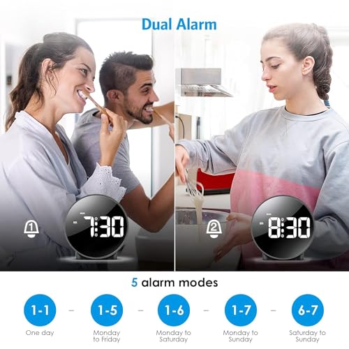 Image of Digital Alarm Clock HD LED Display Digital Alarm Clock, Simple Table Clock, Electronic Desk Clock, Dual Alarms, 12 /24Hr, 4 Adjustable Brightness for Bedroom, Office, Table (Black)