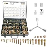 FMhotu 460Pcs Nuts and Bolts Assortment Kit, Metric Grade 8.8 Flange Hex Bolts and Nuts Set, M6 M8 M10 M12, 21 Sizes, Comes with 1 Y-Wrench and 4 Bits