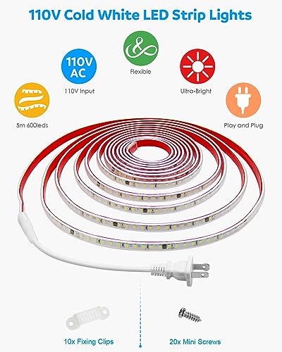 Tira de LED Aclorol 5M impermeable luz fría 6000K miniatura 2