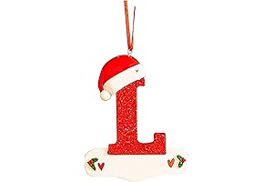 Personalized Christmas Initial with Red Hat Christmas Tree Ornaments