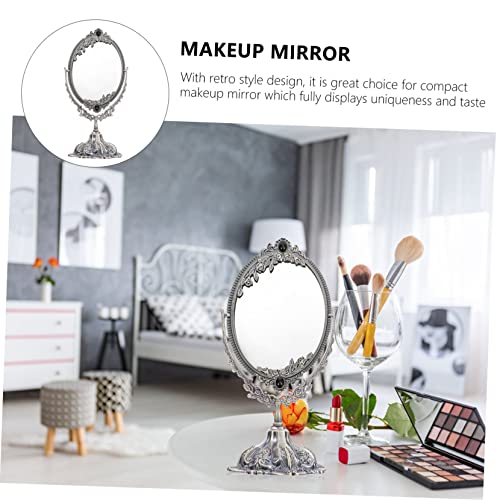 Miroir maquillage de table rétro en métal ancien pivotant