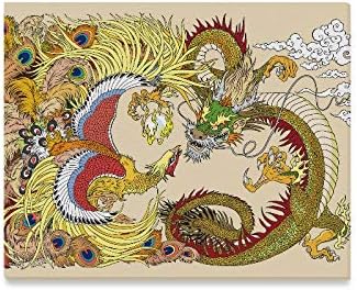 ENEVOTX Wall Art Painting Chinese Dragon and Phoenix Feng Huang Playing with Prints On Canvas The Picture Landscape Pictures Oil for Home Modern Decoration Print Decor for Living Room