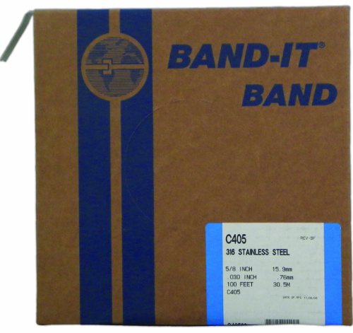 Banda de acero inoxidable 316 BAND-IT C40599 para fijación duradera y resistente de 1,27 cm