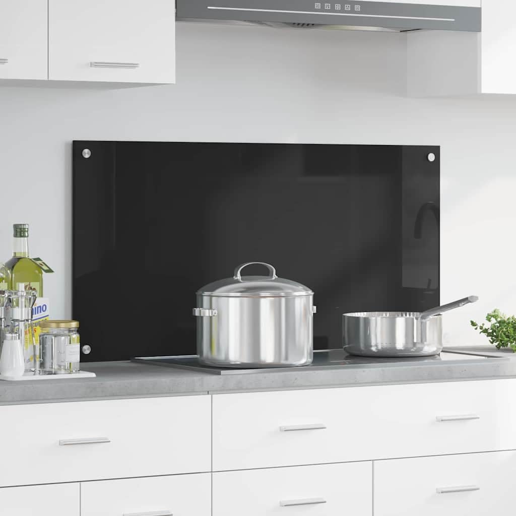Generisch Küchenrückwand Schwarz 100 x 50 cm Gehärtetes Glas,Heim Garten,Küche Esszimmer,Küchenhelfer -utensilien-42018042