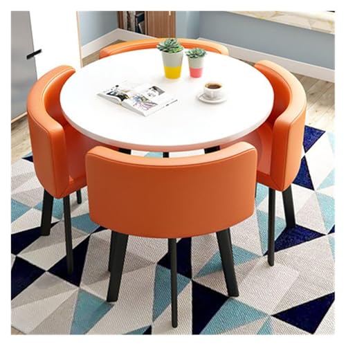 Moderno juego de mesa y silla, juego de mesa de bar de 5 piezas y 4 sillas, mesa redonda de conferencia, alta capacidad de carga, para cafetería, oficina y sala de estar
