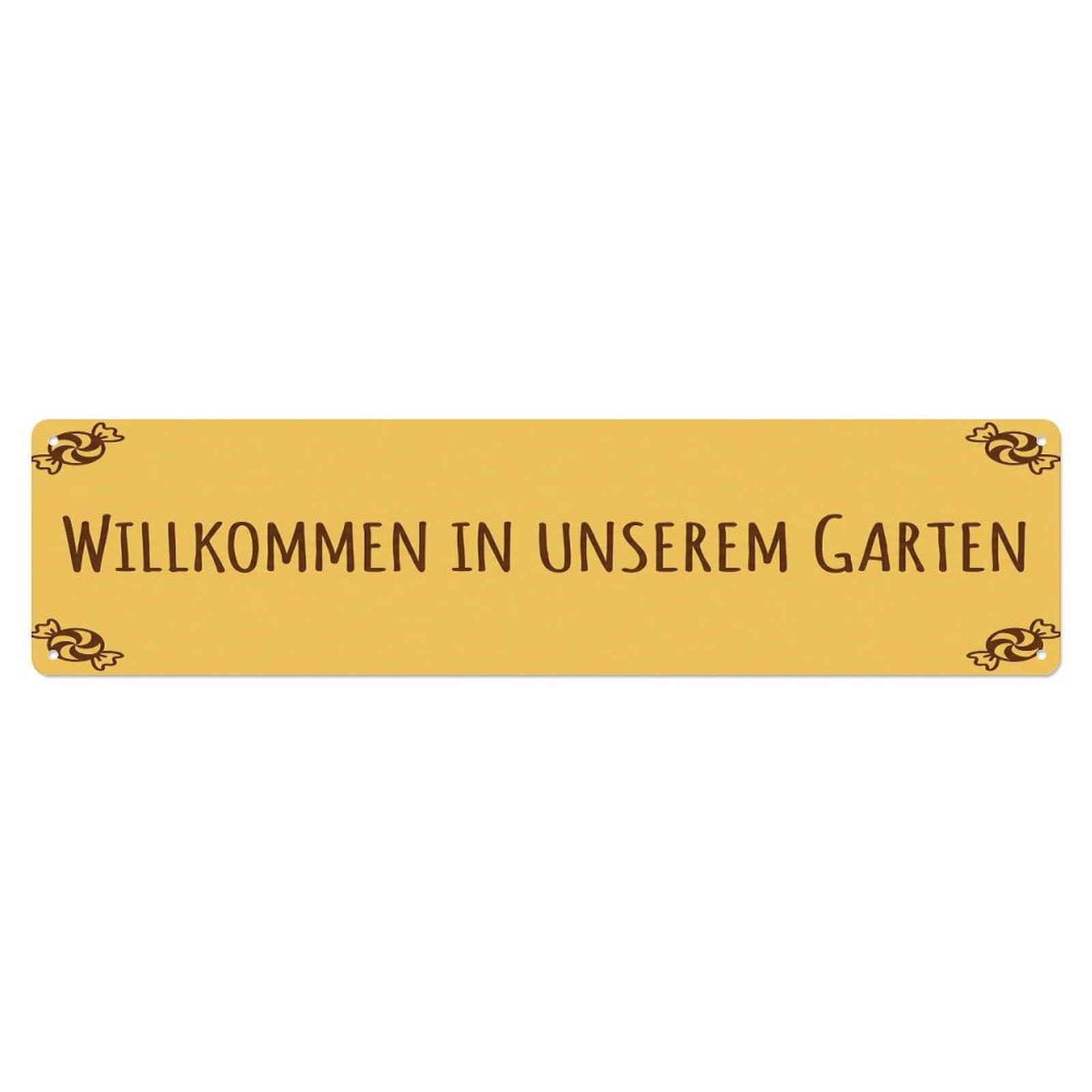 Vintage Welcome to Our Garden Butterscotch Metal Tin Sign