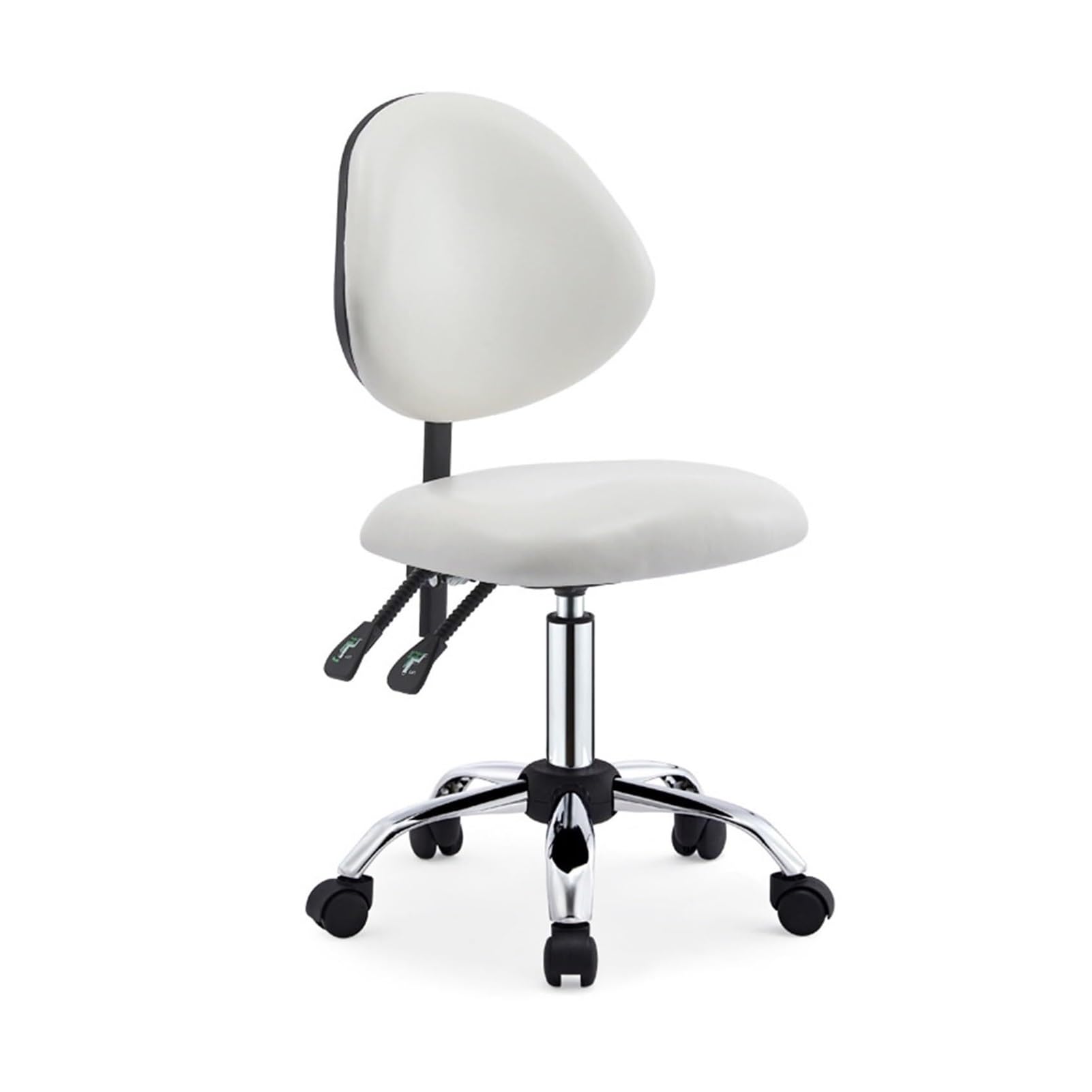 METTEOR Saddle Stool for Dental Hygienist, Professional Saddle Chair Stool with Wheels, Stool Chair with Backrest with Tilting (White 46 cm 59 cm)