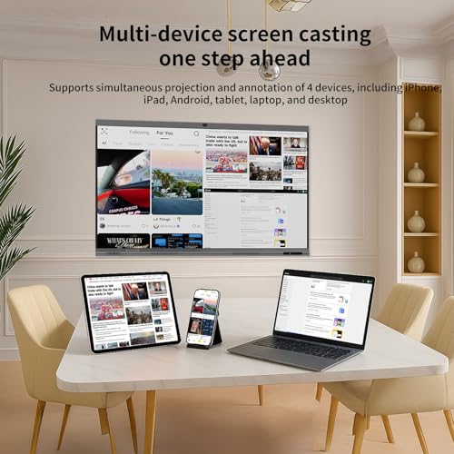 Image of TIBURN 65 inch 4K UHD Smart Board with Auto-Framing Camera | Smart Whiteboard Interactive Touchscreen Display, Includes Wall Mount, Mobile Stand NOT Included,Ideal for Office, Classroom, and Conference