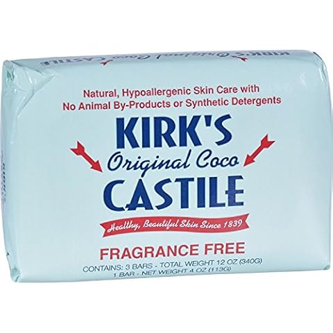 Kirk's Natural Soap Bar - Coco Castile - Fragrance Free - 4 oz - Pack of 3 Cover