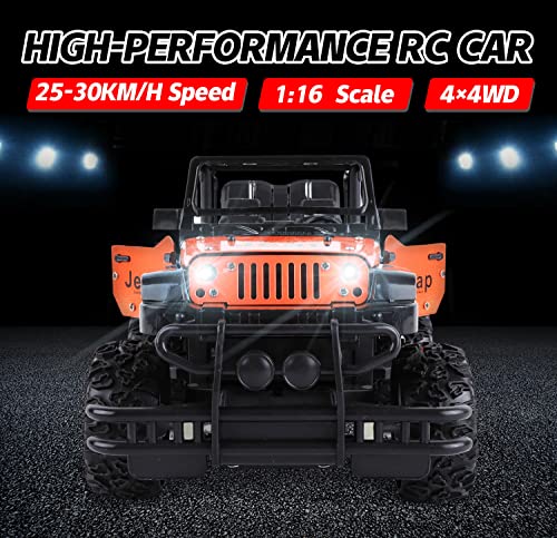 Onthego Rc Truck Jeep, 4Wd Off-Road Remote Control Car Suv With Light, Metal Racing Vehicle Toy Car With Spring Suspension/Door Open/Storage Case For Kids Boys(Orange) #TOP1