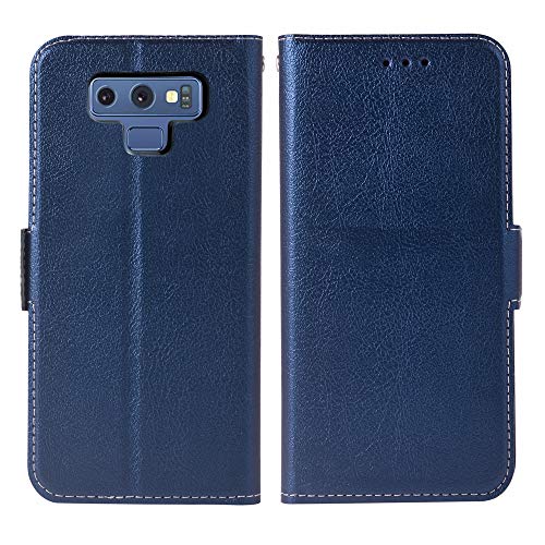 Phone Case For Samsung Galaxy Note 9 Folio Flip Wallet Case,Pu Leather Credit Card Holder Slots Heavy Duty Full Body Protection Kickstand Protective Phone Cover For Glaxay Note9 Dark Blue #TOP7