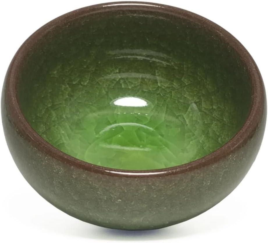 120ml Jianzhan Ice Crack Handcrafted Matcha Tea Bowl Green Chinese Porcelain