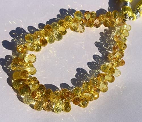 Quartz corindon jaune briolettes facettées 7x5-9x5mm LKBEADS fil pierre perle