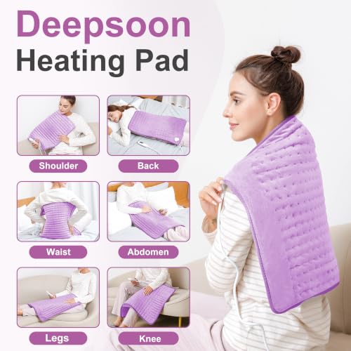 Image of Heating Pad,Electric Heating Pads,Heating Pad for Back,Lavender,24x20 Inch | Heating Pads for Shoulder,Neck,Abdomen,Knee,Arms,Legs,Heat Pad for Birthday Father Mother Gift Women Men,6 Heat Settings