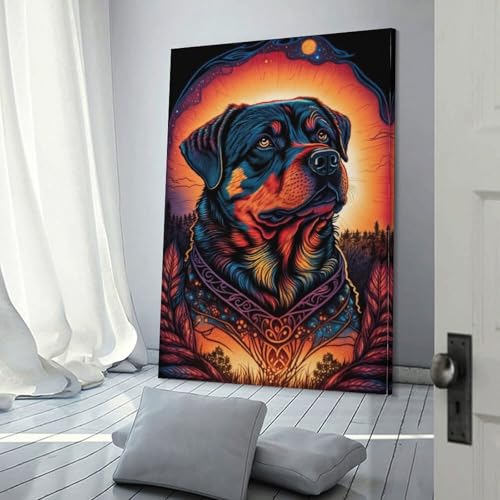 Tableau Rottweiler peinture toile premium pour salon chic