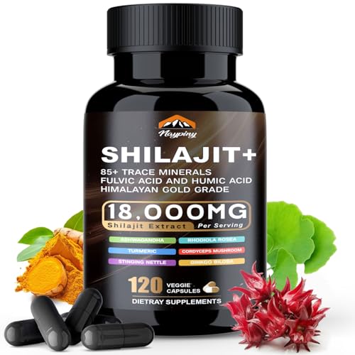 Shilajit Capsules, Himalayan Organic Shilajit for Men and Women, with Ashwagandha Ginseng, Fulvic...