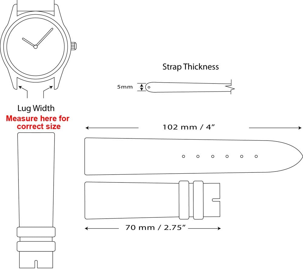 deBeer Matte Alligator Grain Watch Strap - Breitling Style - Choose Color - (Sizes: 14mm, 16mm, 18mm, 19mm, 20mm, 22mm, 24mm, 26mm)