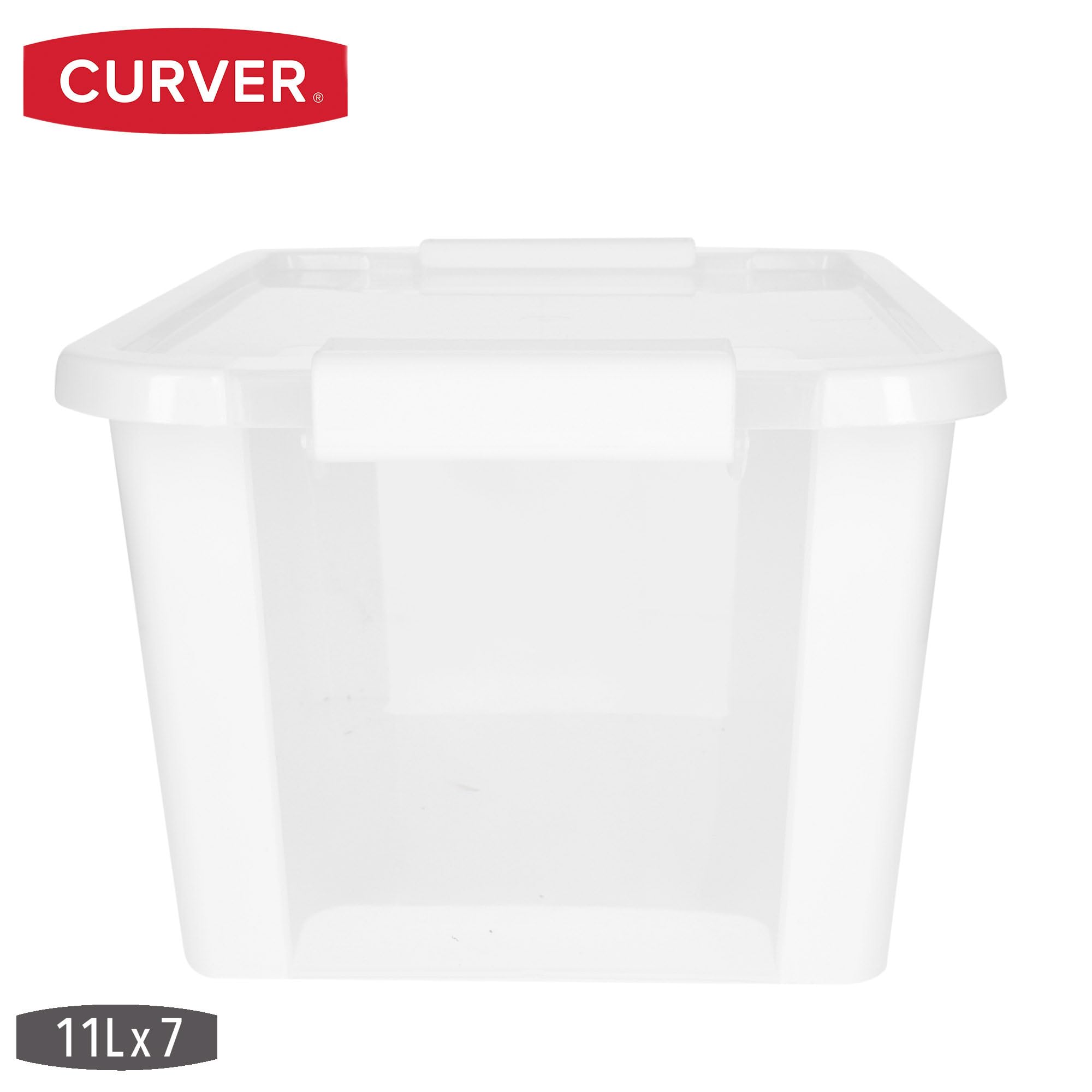 Curver Pack 7 Cajas Almacenaje con Tapa Bi-Box 11L, Transparentes y blancas, Apilables, Orden hogar, Armarios, Vestidores y Trasteros, Cierre seguro, Rápido acceso, Resistente y Duradera (248)