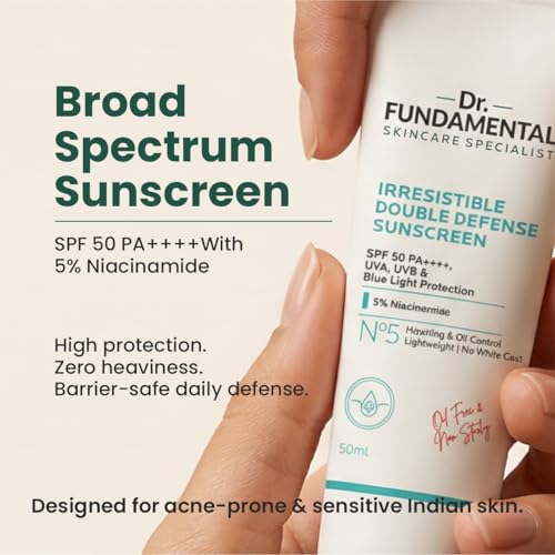 Image of Irresistible Double Defence Sunscreen | Sunscreen for Oily Skin SPF 50 PA++++ | No White Cast | Lightweight Non-Greasy Formula | Broad Spectrum & Blue Light Protection | Clinically Tested - (In-Vivo) - 50 ml
