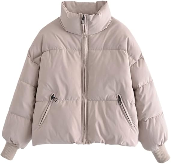 Amazon 冬のバブルコート厚い暖かいパーカーパッド入りパンジャケットコートジッパー女性の服装女性の暖かい服 コート ジャケット 通販