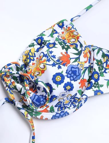 Image of ZAFUL Women High Cut Bikini Sets String Sexy Swimsuit Two Piece Underwire Bathing Suit Brazilian Cheeky Cut Out Cute Swimwear