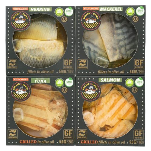 Grilled Catch Canned Fish Variety Pack – Wild Caught Mackerel, Gr...