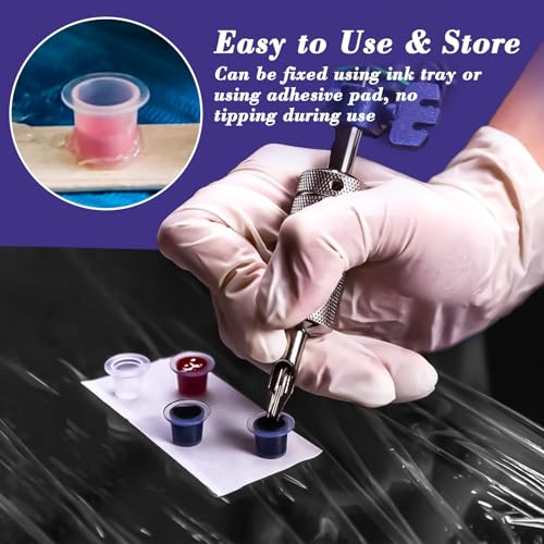 RAQEHO 100PCS Plastic Tattoo Ink Caps - Small Ink Cups Non-Spill Tintas Para Tatuajes Accessories Durable & Lightweight for Precise Tattooing Art Supplies (Mini Size)