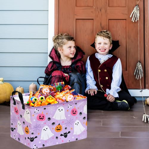 Image of Halloween Storage Basket Home Shelf Basket Rectangle Organizer Box Clothes Laundry Hamper Nursery Bin Gift Laundry Basket with Handles