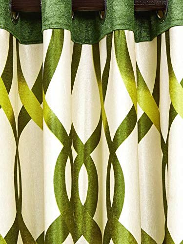 Image of Cortina Durable & Stylish Premium Striped 100% Polyester Curtains - Metal Grommets - Easy Fitting Over Window - Bedroom Living Room Kids Room Hall Kitchen - 7 Feet Set of 1 - Green 4