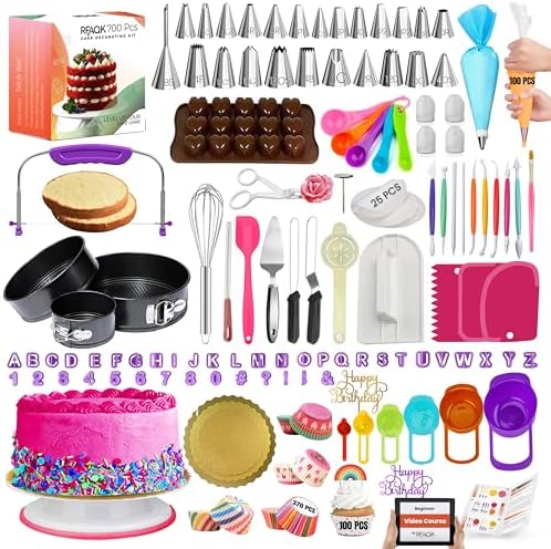 RFAQK 700PCs Cake Decorating Kit with Baking Supplies - Cake Turn...