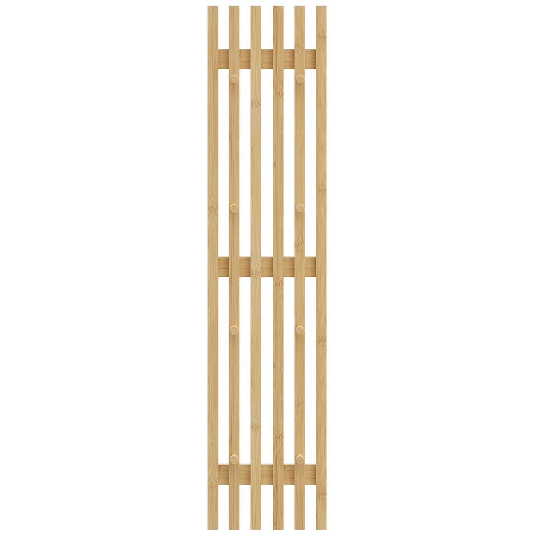 Bellamio Sava Garderobenpaneel – Flurgarderobe aus Bambus 110 x 25 cm – schmale Wandgarderobe mit 8 Kleiderhaken – Wandpaneel für Flur/Eingangsbereich/Schlafzimmer/Garderobe