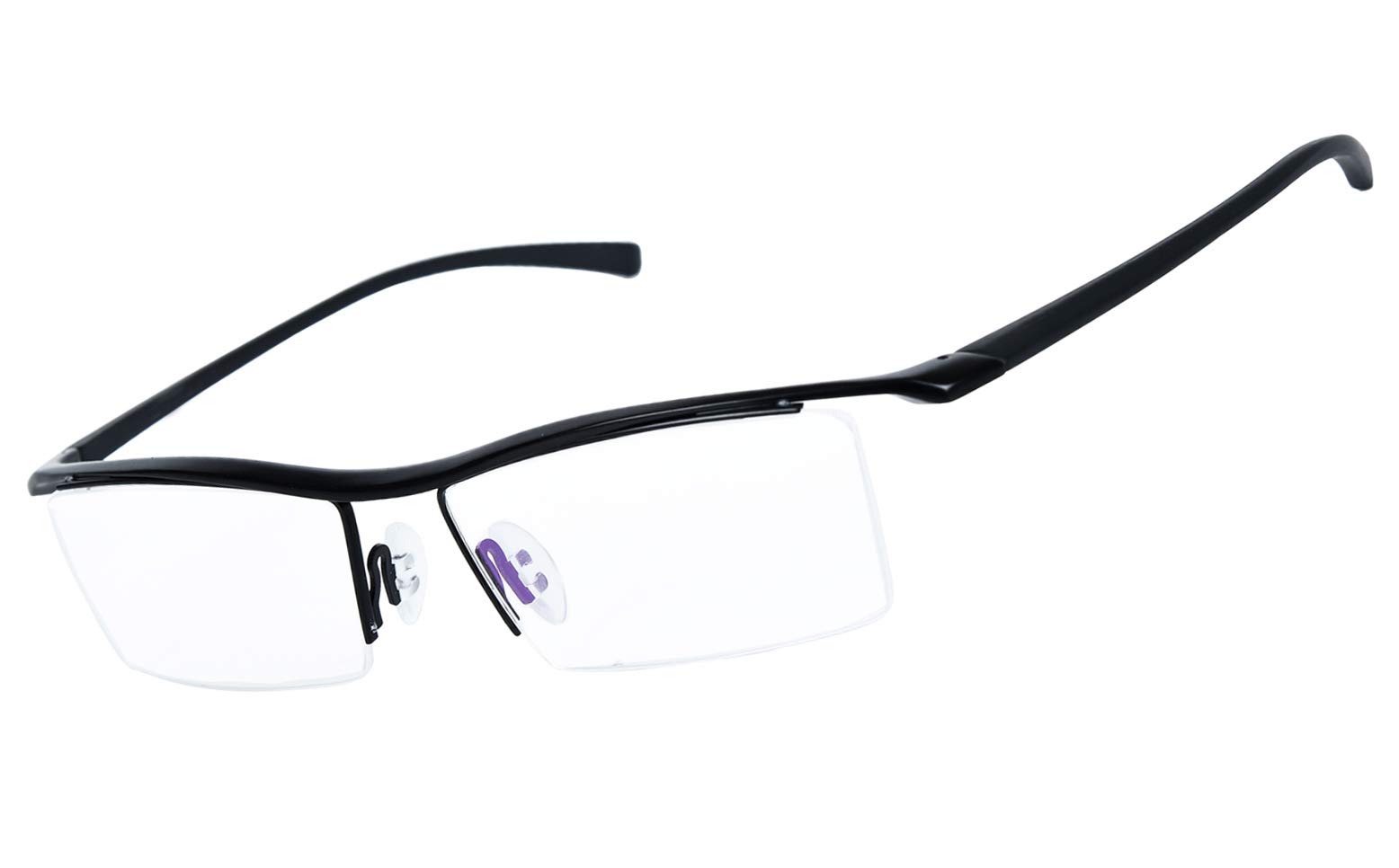 AgstumMens Metal Frame Semi Rimless Business Glasses Clear Lens