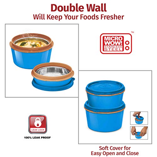 Image of MILTON Bento Lunch Box Set -4 MICROWAVEABLE Stainless Steel Meal Prep Containers, Expandable Insulated Lunch Bag, SS Spoon Double Wall Food Storage Boxes w /Leak Proof Lids for Men,Women,Kids