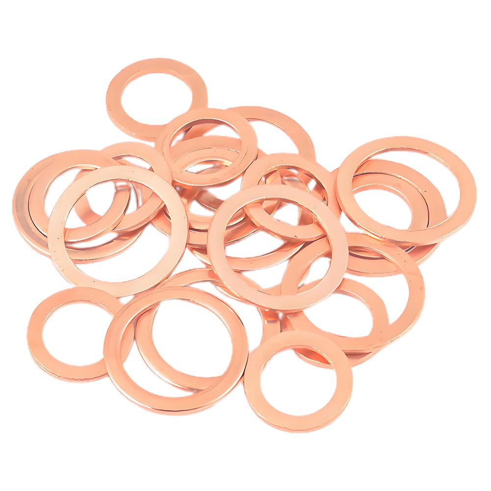 Glomora 10pcs 12mm Copper Crush Washers, Copper Oil Drain Plug Washer for Replace Old Or Damaged Washers in Various Automotive Systems