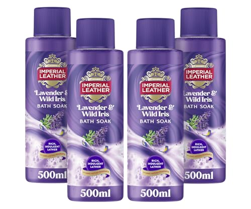 Imperial Leather Relaxing Lavender & Wild Iris Bath Soak Rich Indulgent Lather & Long Lasting Luxury Fragrance Vegan & Cruelty Free 4 x 500ml
