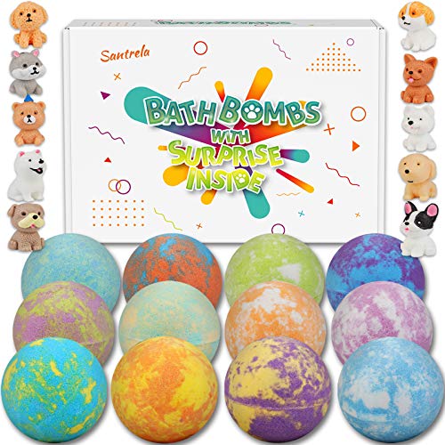 Bath Bombs for Kids with Toys Inside for Girls Boys - 12 Set Surprise Bubble Bath Fizzies, Kids Safe and Gentle Handmade Spa Bath Fizz Balls Kit, Birthday Christmas Easter Eggs Gift